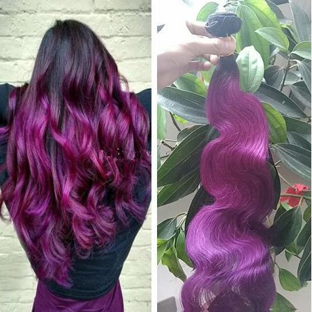 Ombre Purple Body Wave Hair Weaves Brazilian Virgin Human Hair