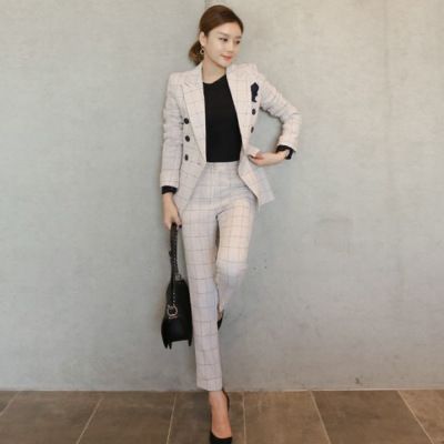 Acquistare Pantaloni Da Ufficio E Giacche Da Lavoro Due Pezzi Set Da Donna  Blazer Vestito Autunno Vintage Beige Plaid Business Abiti Convenzionali Le  Donne Economico | Consegna Veloce E Qualità | DHgate Italy