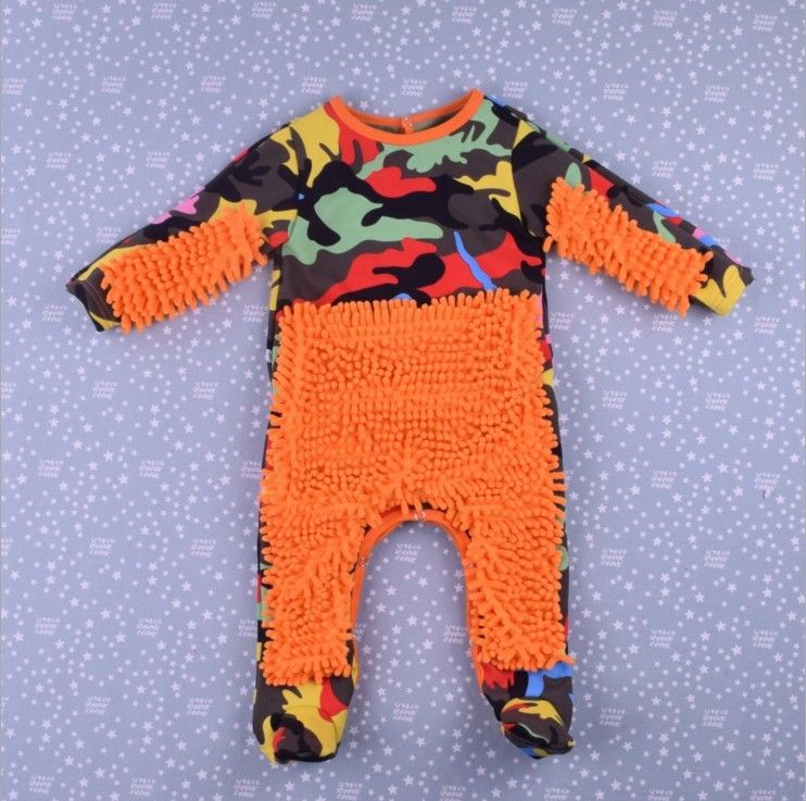 Baby Mop Romper Outfit Unisex Infant Polishes Floors Cleaning Swob Jumpsuit
