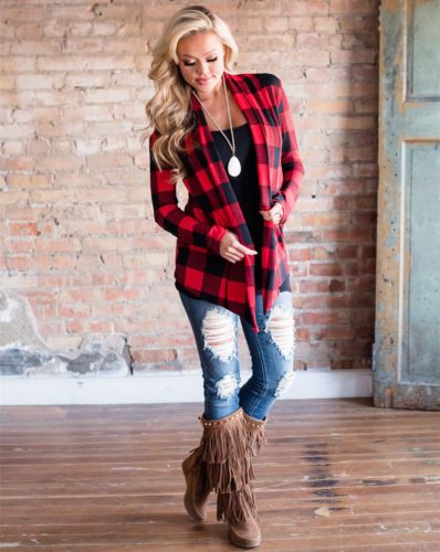 plaid shirt outfit women's