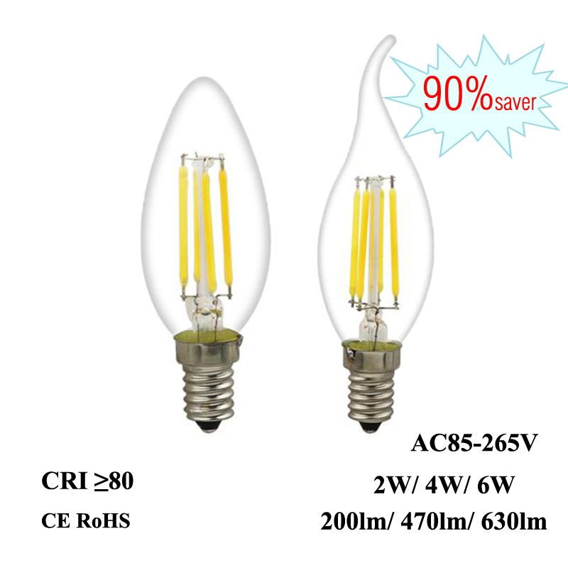 Ampoule De Filament LED E12 E14 2W 4W 6W Edison Couche De Bougie 110V