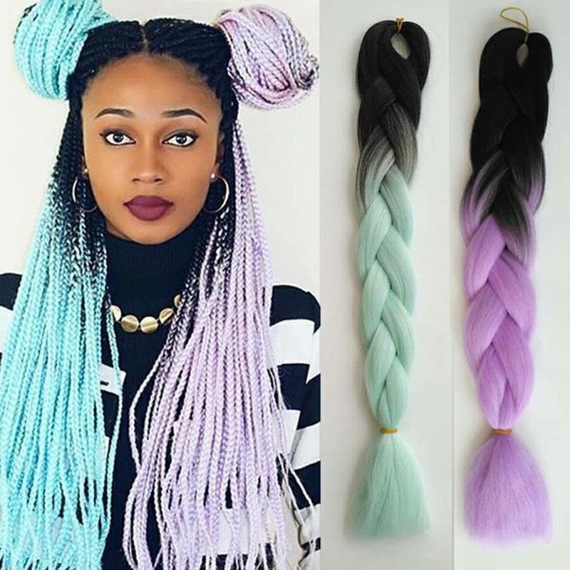 100g 24inch Long Ombre Jumbo Synthetic Braiding Hair Crochet Blonde Pink Blue Grey Hair Extensions Jumbo Braids 100g 24inch Long Ombre Jumbo Synthetic Braiding Hair Crochet Blonde Pink Blue Grey Hair Extensions Jumbo Braids