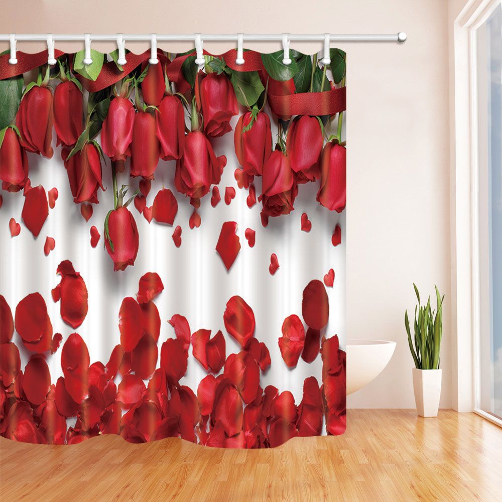 2019 Red Rose Flower Fashion Shower Curtain 70 X 70 In Mildew