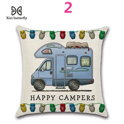Knitted Christmas 45 45cm Happy Campers Cushion Cover Linen Pillow