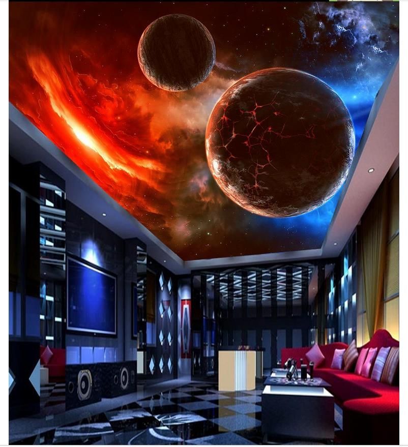 Grosshandel 3d Wallpaper Custom Photo 3d Decke Wandbild Tapete Ausgesetzt Meteoriten Kosmischen Sternenhimmel 3d Wand Wohnzimmer Wandbilder Tapete