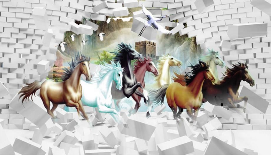 3d Photo Wallpaper Break The Wall Horse Wall Papers Home Decor Living Room Bedroom Wallpaper 3d Stereoscopic Wallpapers On Hd Wallpapers Photos From Yeyueman6666 19 21 Dhgate Com