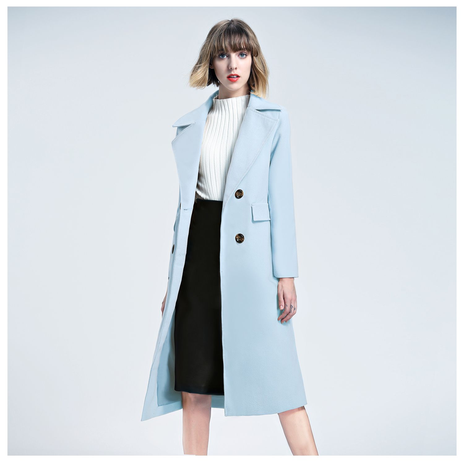 cappotto celeste donna