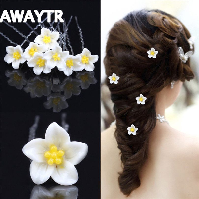 2019 Awaytr U Shaped Flower Hairpins Wedding Prom Bridal Hair Pins