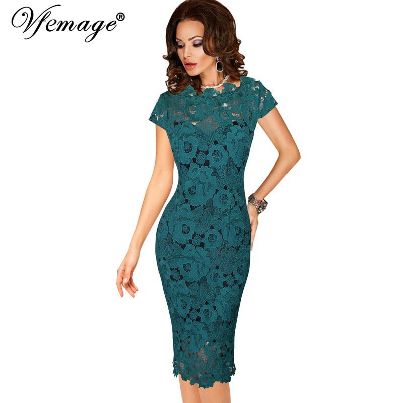 Vfemage Mujeres Elegantes Crochet Sexy Hueco Pinup Party Evening Ocasión especial Vestido ajustado 4272 D1891303