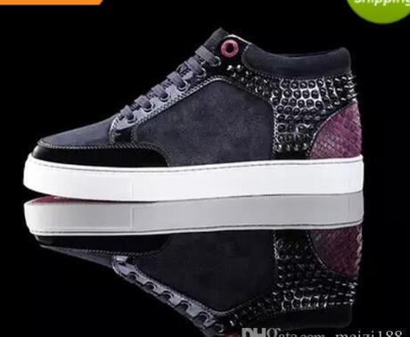 HOT Fashion Middle Top Royaums Brand Mens Sneakers Red Bottom Women Casual  Shoes Multicolor Leather Decorative Rivet Spikes Ankle Flats From  Highheels2, $54.93 | DHgate.Com