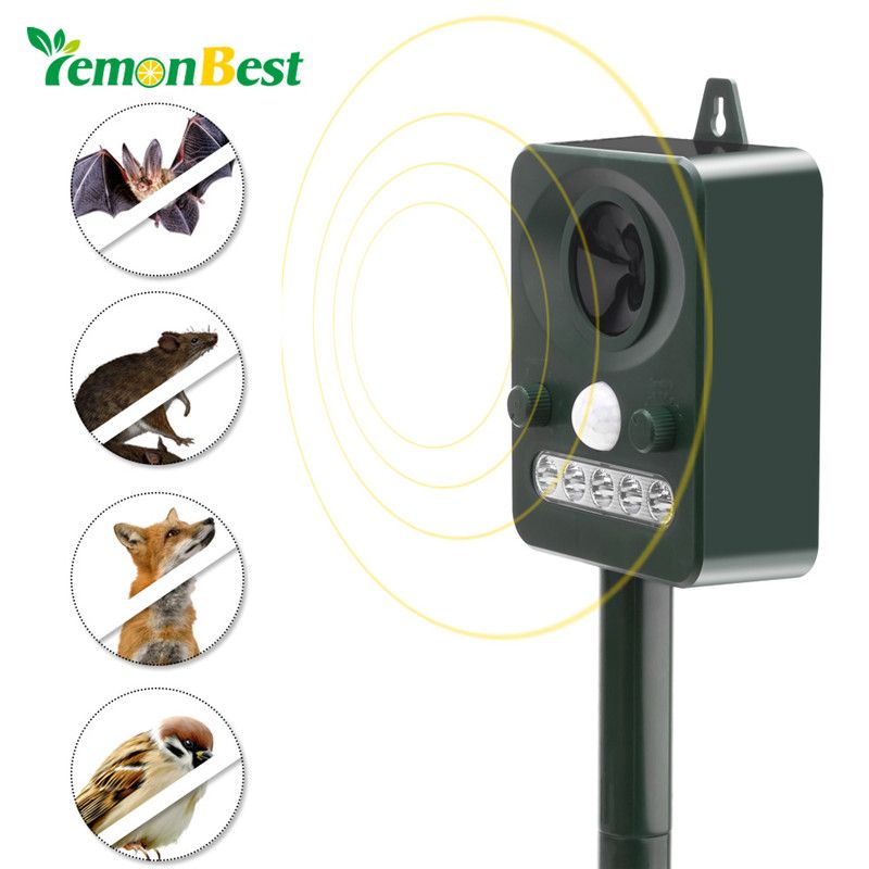 2021 Lemonbest Solar Powered Ultrasonic Oudoor Pest Animal Repeller