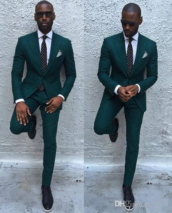 Compra Trajes De Los Hombres Delgados De Color Verde Oscuro 2019 Guapo Para  Hombres Cena Del Partido Trajes De Boda Padrinos De Boda Novios Esmoquin  Fiesta De Baile Trajes De Negocios Chaqueta +