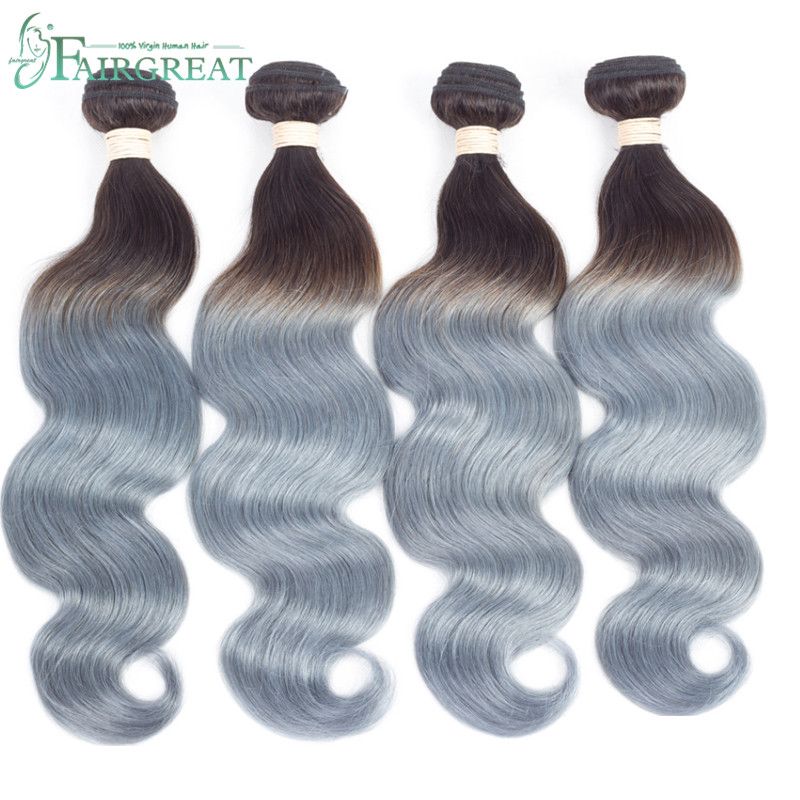 Malaysian Body Wave Hair Bundles Grey Silver Ombre Human Hair
