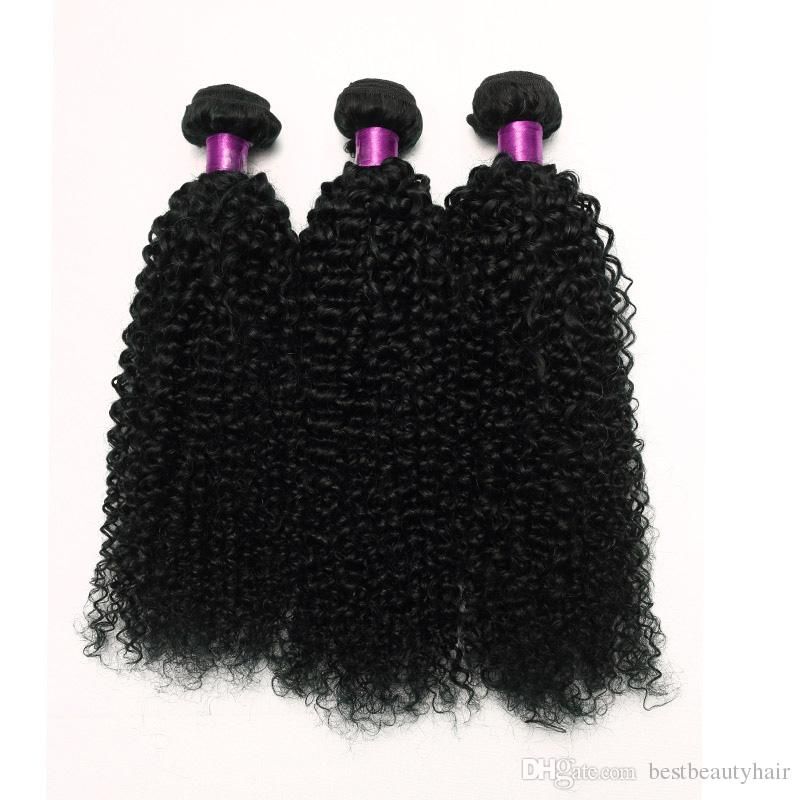 Curly Hair Weave 3 Bundles 100 Jet Black Virgin Human Hair