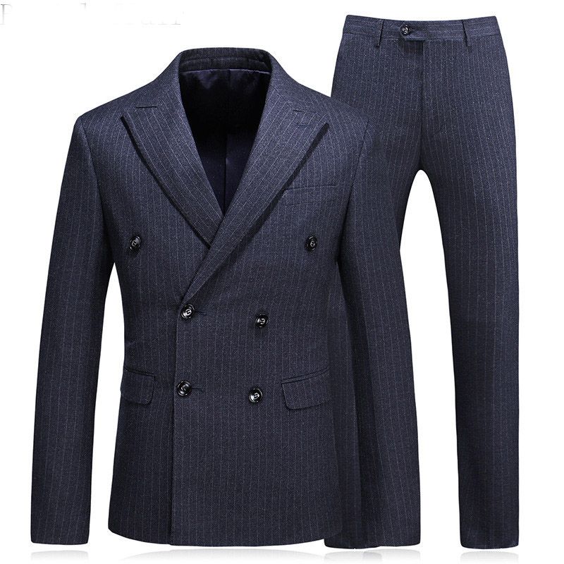 3 Pieces Double-breasted Vested Suits Men/'s Gray Plaid Check Peak Lapel Tuxedos