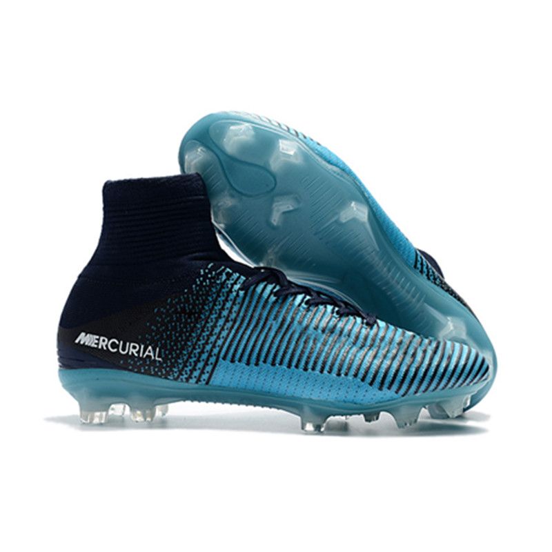 de fútbol 100% originales ICE azul zapatos de fútbol Mercurial Superfly V SX Neymar