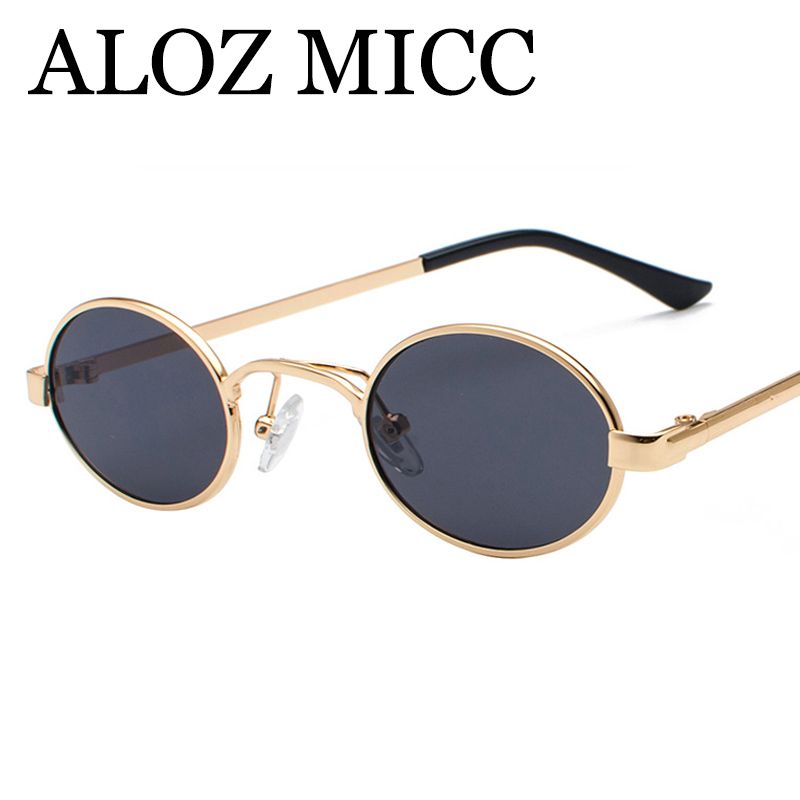 ALOZ MICC 2018 Kleine Runde Sonnenbrille Frauen Männer Vintage Marke Designer Oval Metallrahmen Sonnenbrille Weibliche Oculos de sol A504