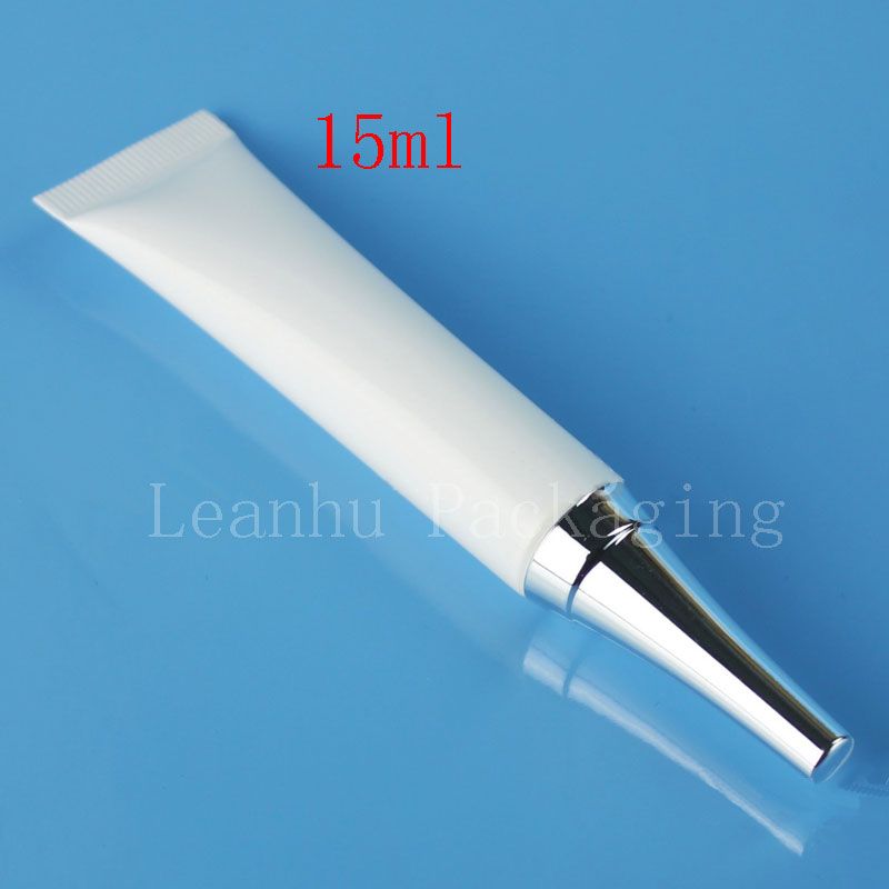 15ml X 100 Sample White Plastic Soft Tube With Silver Cap 15g Eye Cream