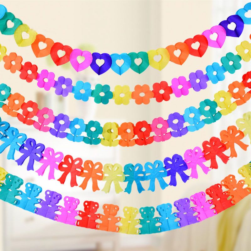 2 5m 2 8m Rainbow Color Paper Garland Kids Birthday Party Banner