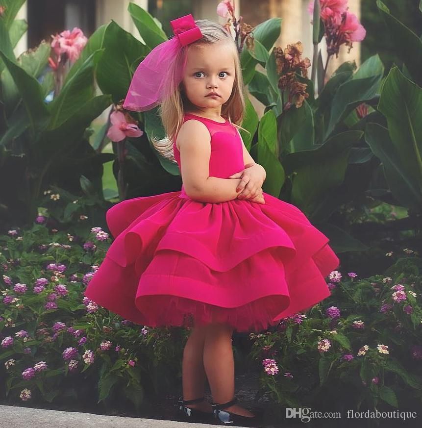 hot pink flower girl dresses