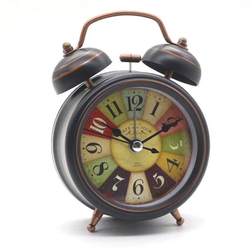 Vintage Alarm Clock Desktop Clock With Backlight Double Bell Desk Table