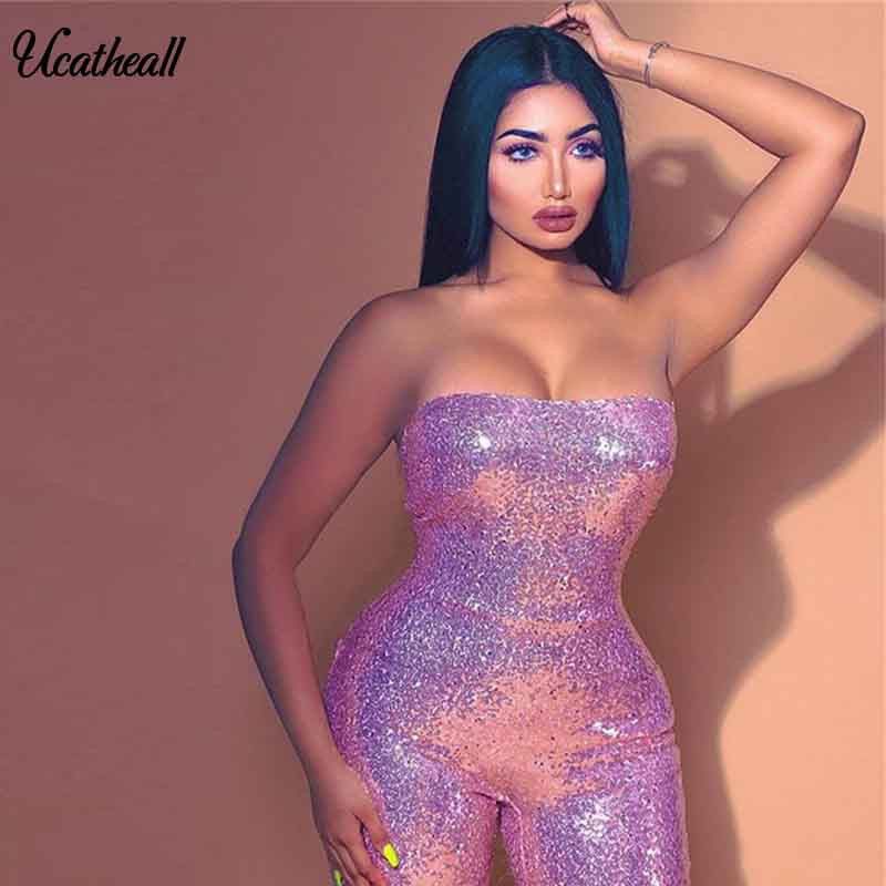 pink sequin playsuit