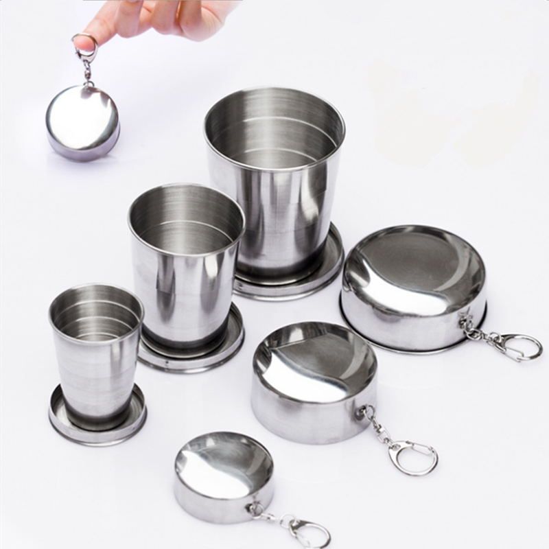 Either on Your Belt Loop Backpack or Jacket Stainless Steel Travel Camping Hiking Foldable Collapsible Cup with A Lobster Clip Either on Your Belt Loop Backpack or Jacket Stainless Steel Travel Camping Hiking Foldable Collapsible Cup with A Lobster Clip