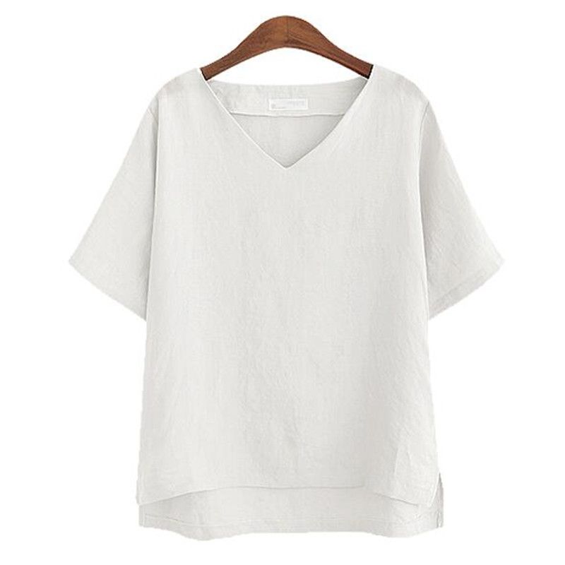 Wofupowga Women Short Sleeve Bandage V Neck Solid Plus Size T-Shirt Top Tee Wofupowga Women Short Sleeve Bandage V Neck Solid Plus Size T-Shirt Top Tee