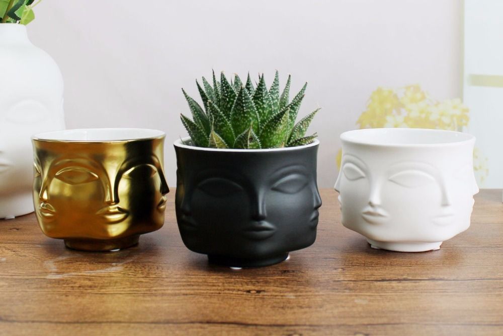 Creative Design Multi Face Planter Nordic Ceramic 3D Decoration Flower Pot S3B6 