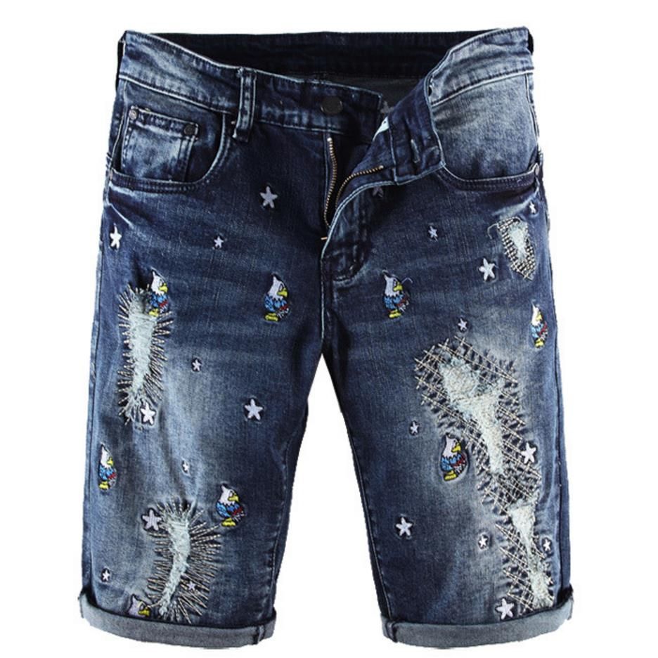 mens dark blue denim shorts