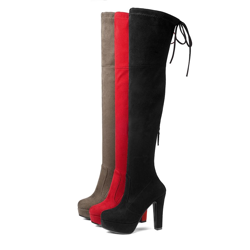 ladies pull on knee high boots