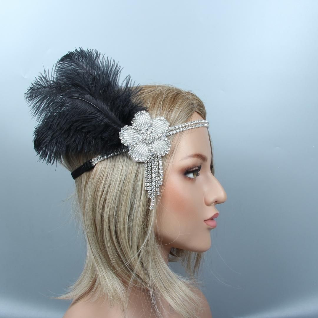 2019 1920s Flapper Headbands Great Gatsby Headpiece With Black