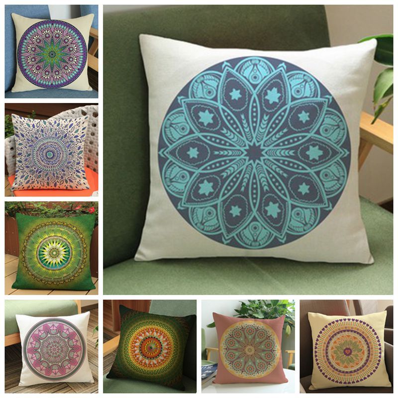 Indian Mandala Print Floor Bohemian Throw Sofa Pillows Case Cushions Cover Decor