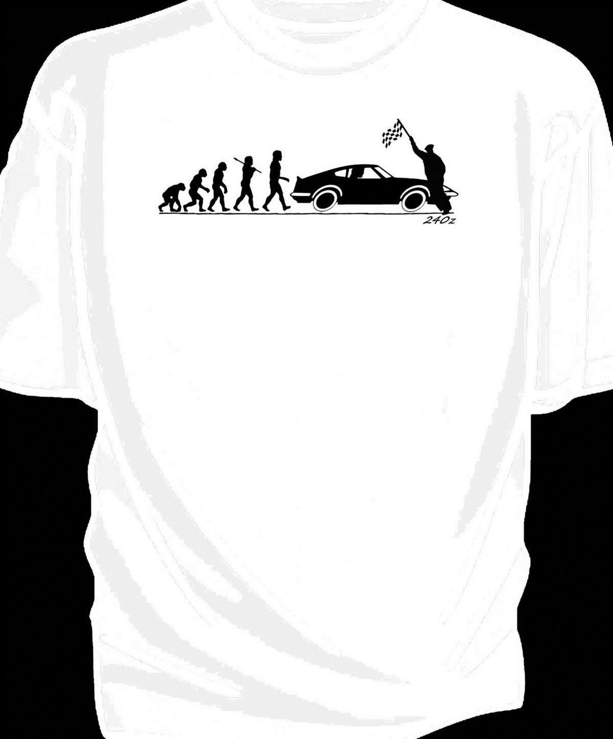/'Evolution of Man/' Chequered flag t-shirt classic Datsun 260z