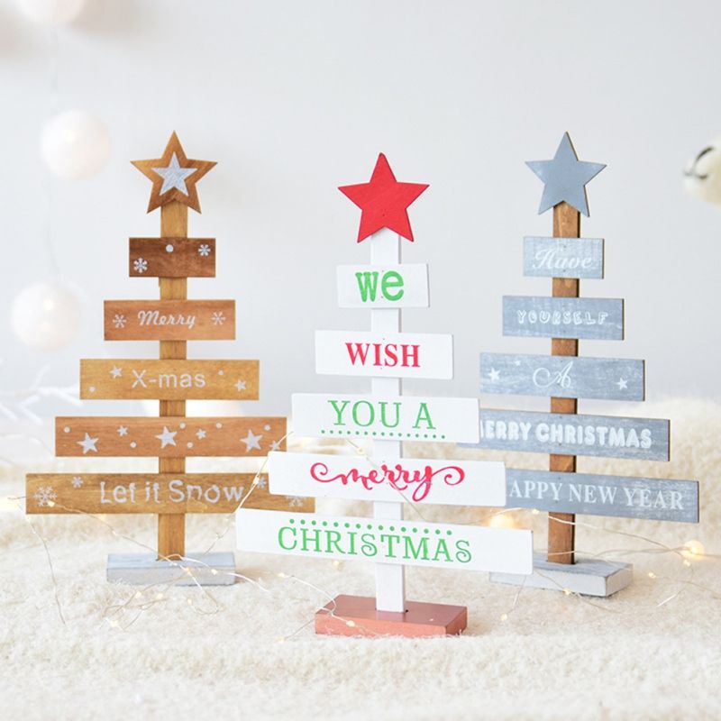 Christmas Party Mini Wooden Christmas Tree Decorations For Home