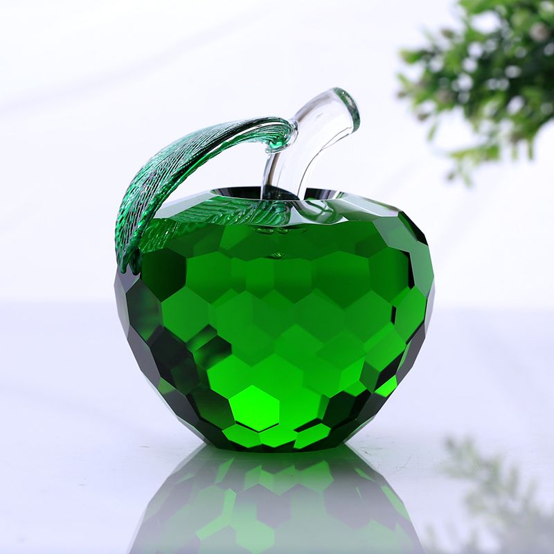 Crystal Apple presse-papier artisanat art collection cristal fruit décoratif vert