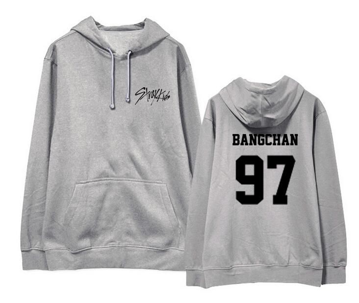 Stray Kids Pullover Sweatshirt Hooded Autumn Long Sleeve Pullover Loose Printed Letters Tops Unisex