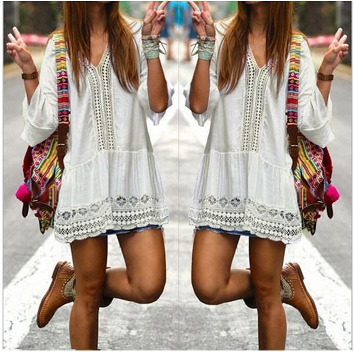 white dress bohemian style