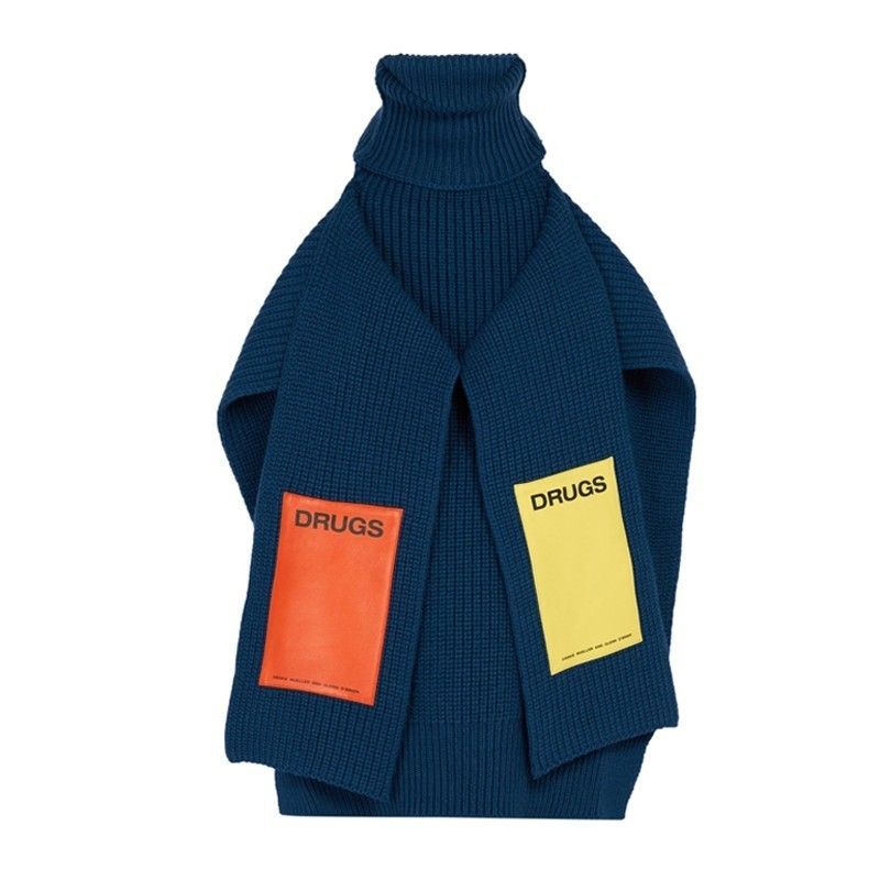 Raf Simons Scarf High Collar Patch Knitting Sweater Vest Bottoming 