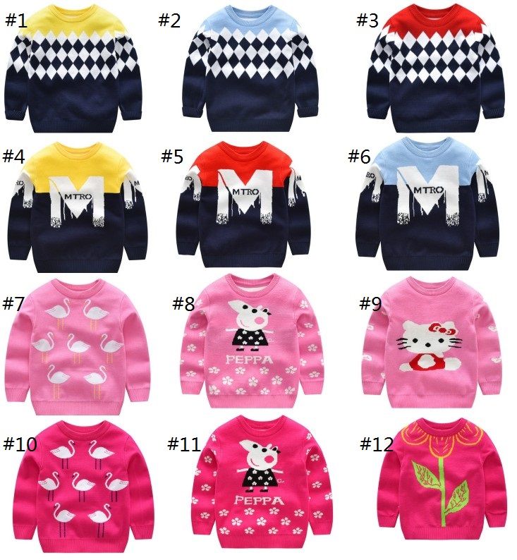 Boy Winter Pullover Sweaters Girls Flowers Warmth Sweaters Children M Plaid Design Long Sleeve Sweaters Boy Winter Plaid Pullover 100 140CM Sweater