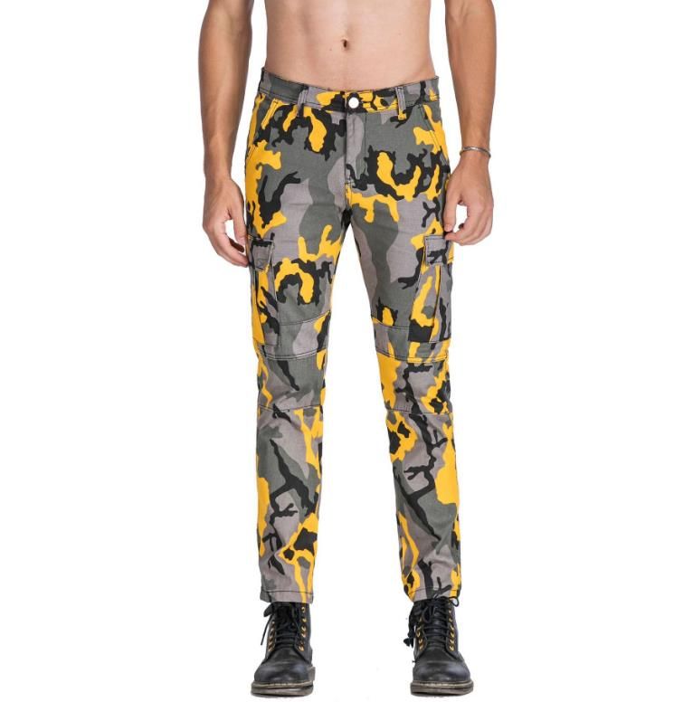 stylish military camouflage pants men yellow