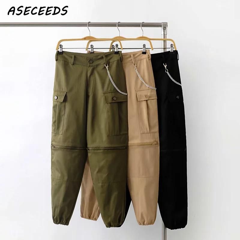 2020 Autumn Fashion Chain Pants Women Army Black Loose Cargo Pants Street Zipper Cotton High Waist Casual Trousers Sweatpants From Vikey16 30 6 Dhgate Com