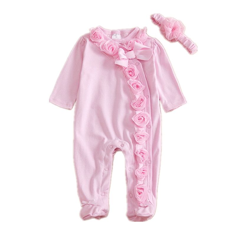 Grosshandel Neugeborenes Baby Madchen Kleidung 3d Floral Langarm Fuss Abdeckung Baby Onesies Baumwolle Rosa Overall Infant Madchen Kleidung Mit Stirnband Schmetterling Bogen Von Yunrao 8 71 Auf De Dhgate Com Dhgate