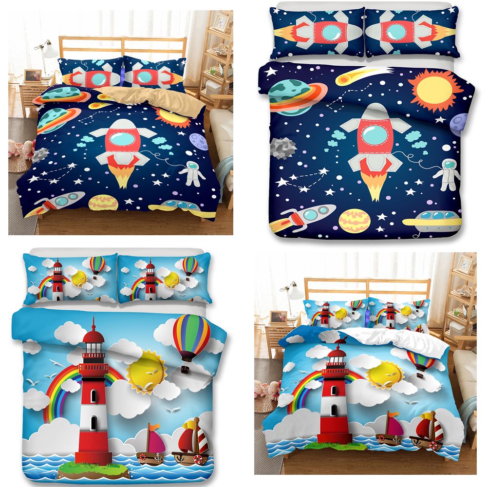 3d Baby Crib Bedding Sets Art Kids Bedding Set Space Rocket And