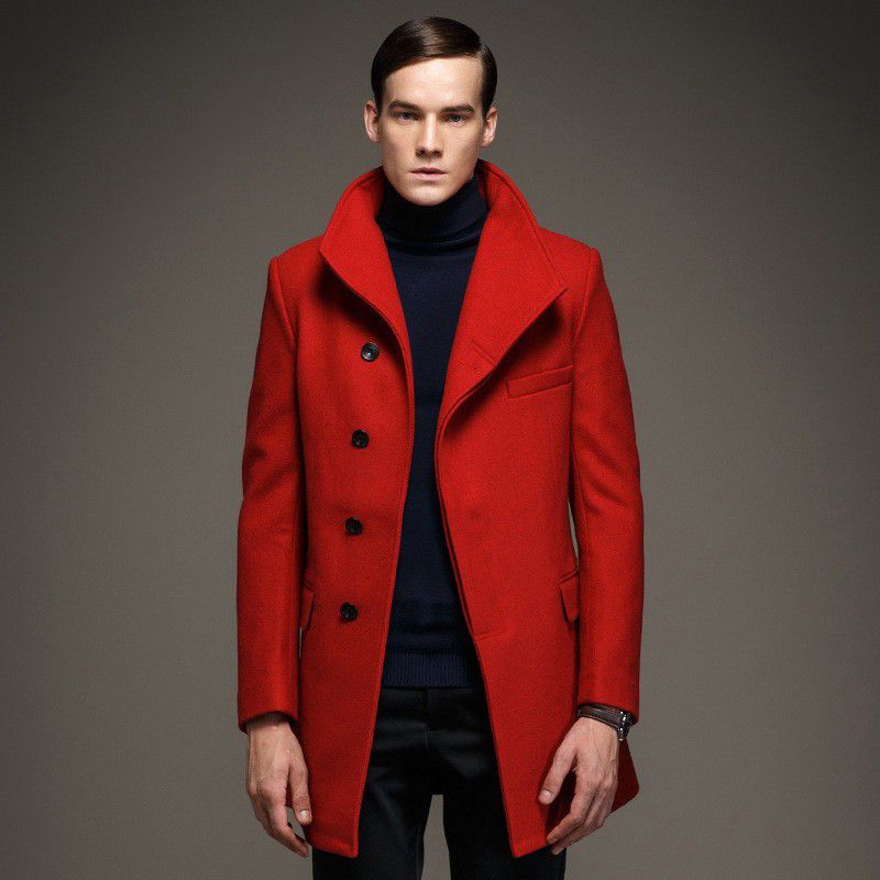 men red peacoat