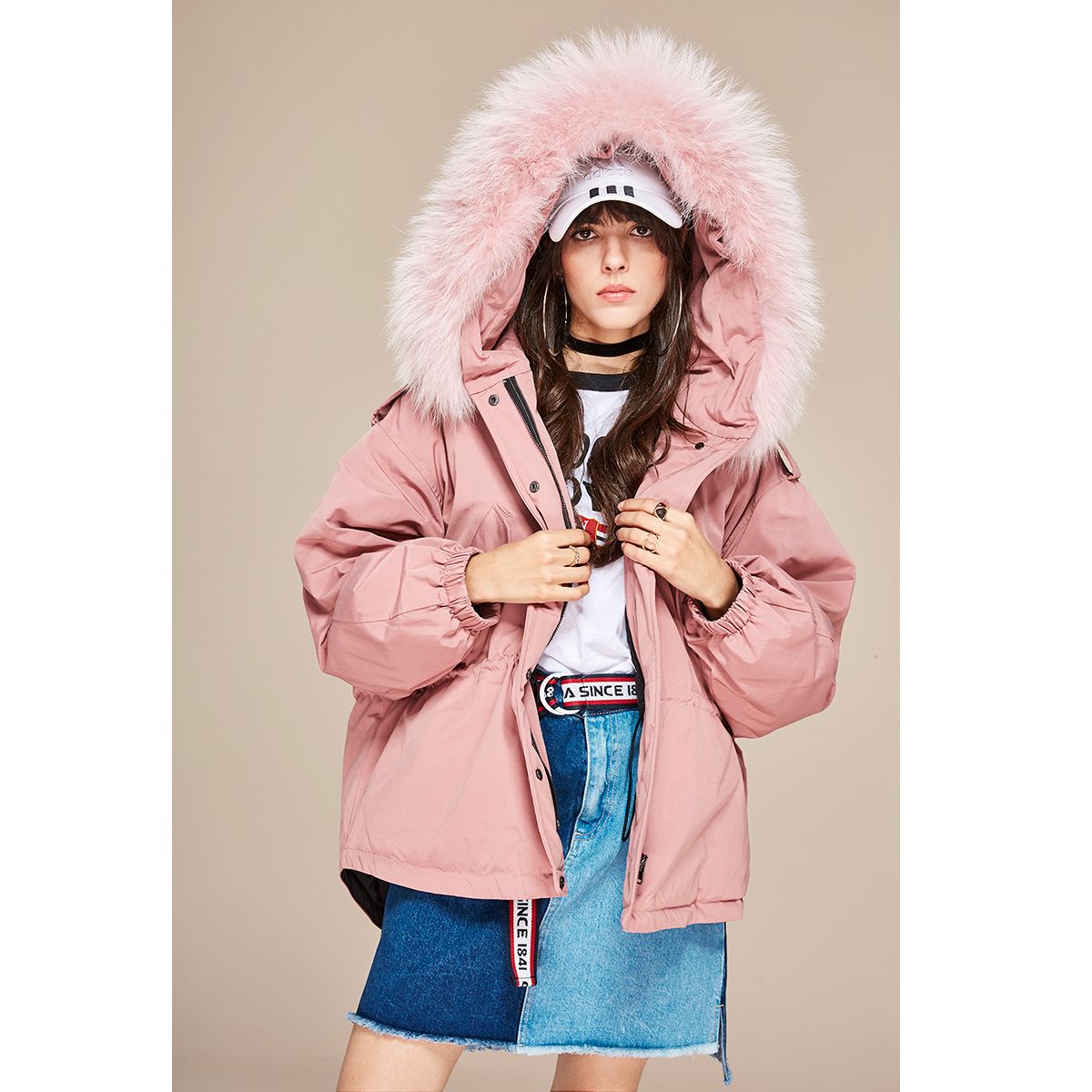 Warm Womens oversize Dovetail 90/% Down Parka LARGE REAL Fur