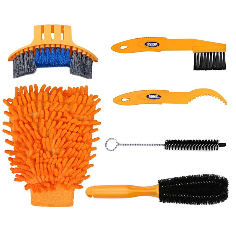GZCRDZ 6pcs Bike Bicycle Clean Brush Kit/ Cleaning Tools for Bike Chain/Crank/Tire/Sprocket Cycling Corner Stain Dirt Clean Fit All Bike 