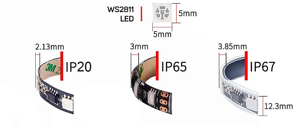 Ws2811 5050 Smd Rgb Strip Addressable 60leds M Led Pixels External 1 Ic Control 3 Leds 5m Roll 16 5ft Dc12v Led Strip Lighting Rgb Led Strip From