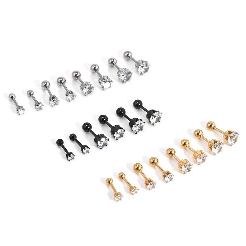 Pendientes para mujer Pendientes de botón remache de inoxidable de aleación plateada