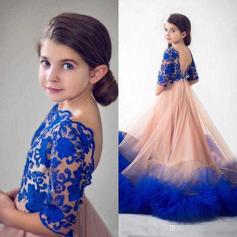 royal blue flower girl gown